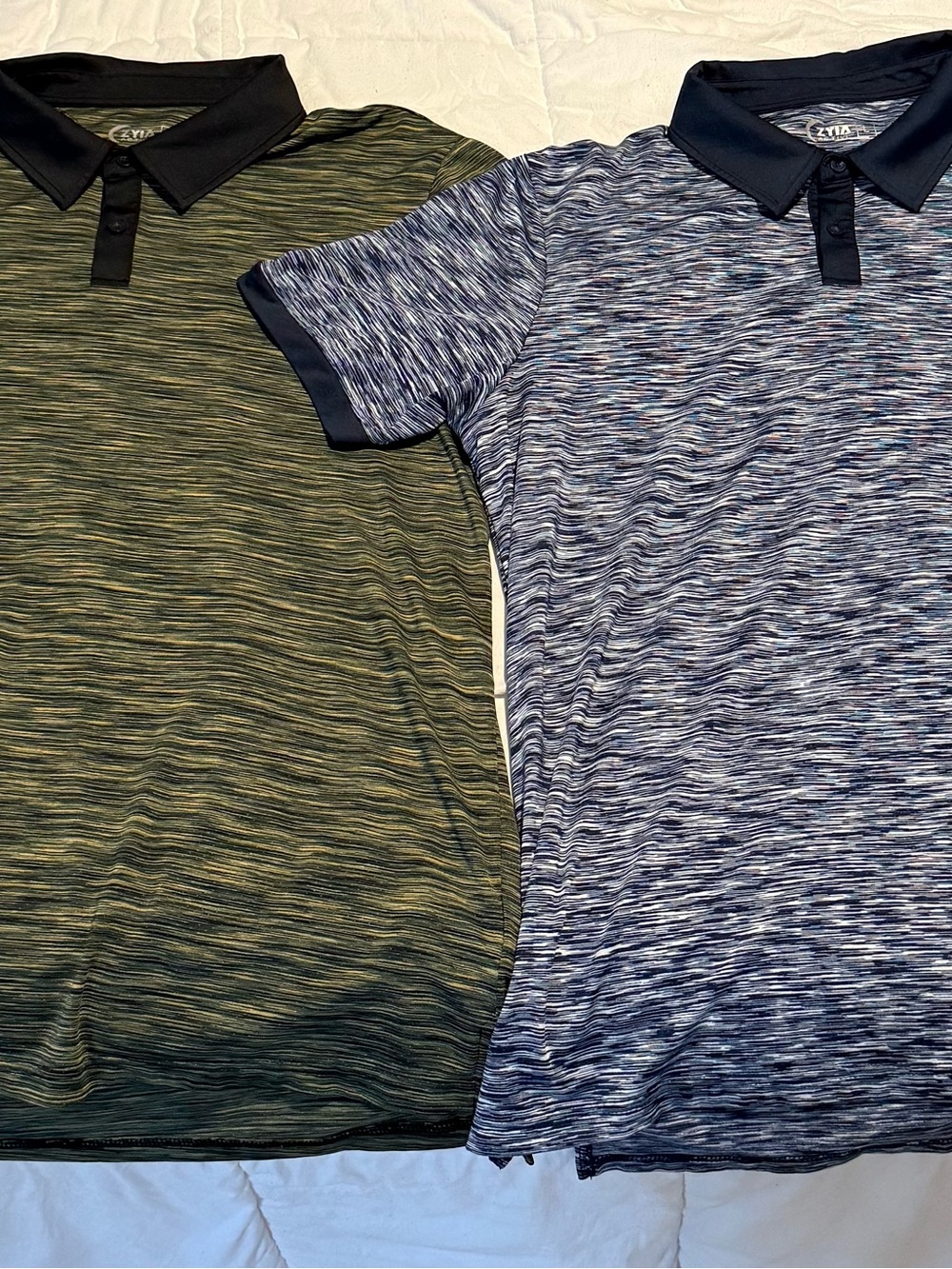 Zyia Active Performance Polo Bundle Men’s Large Olive & Navy Space Dye